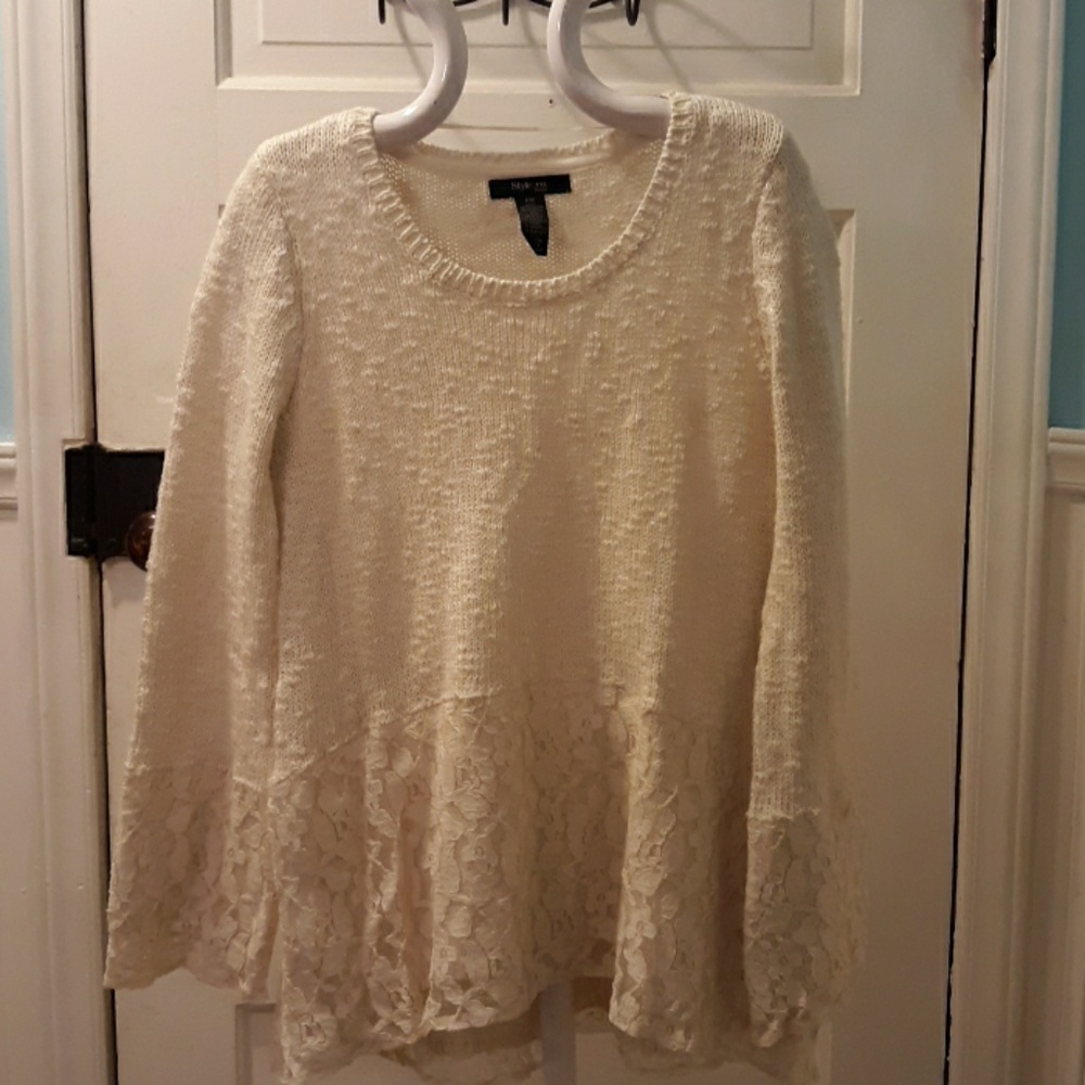 Style & co Petite Medium lacy botton sweater